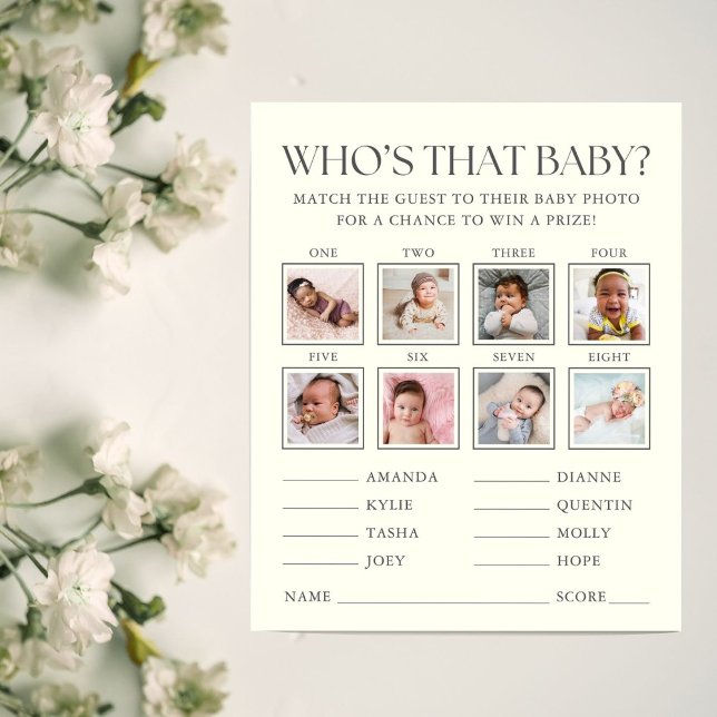 Minimal Baby Shower Guess the Baby Photo Game (Criador carregado)