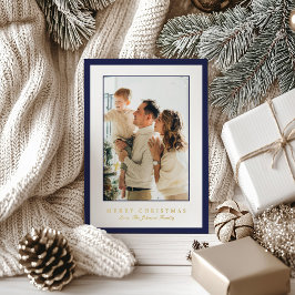Minimal Blue Border Photo Elegant Christmas