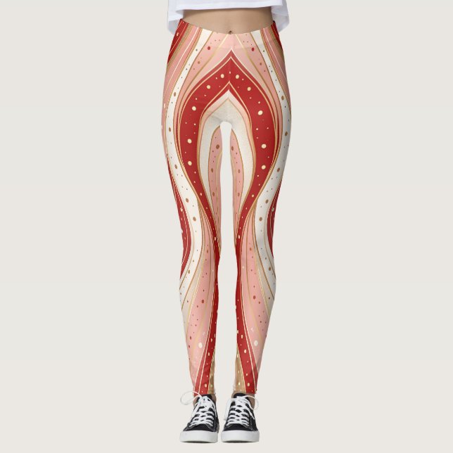 Minimal Candy Flow Leggings – Modern Holiday Wave  (Frente)