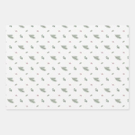 Minimal Christmas Pattern, Pine, Berries