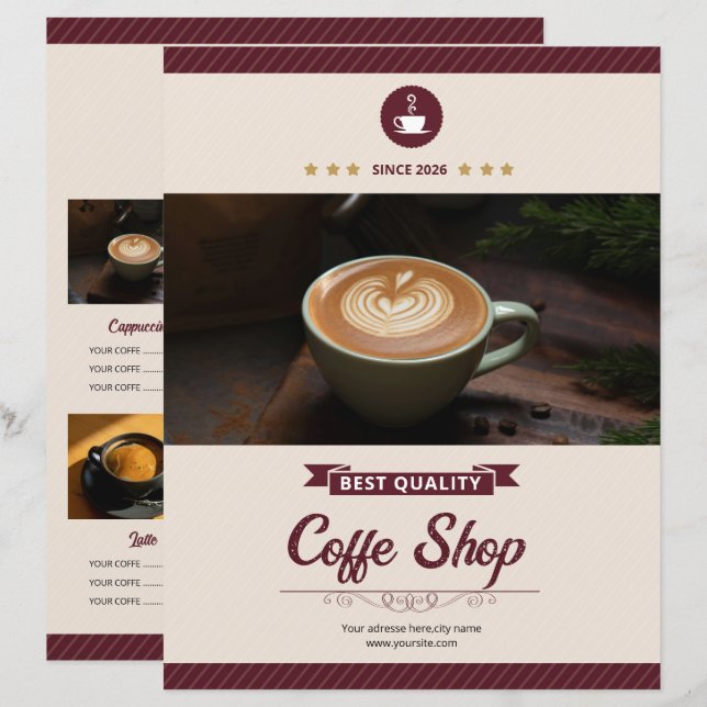 Minimal Coffee Shop Flyer Template (Frente/Verso)