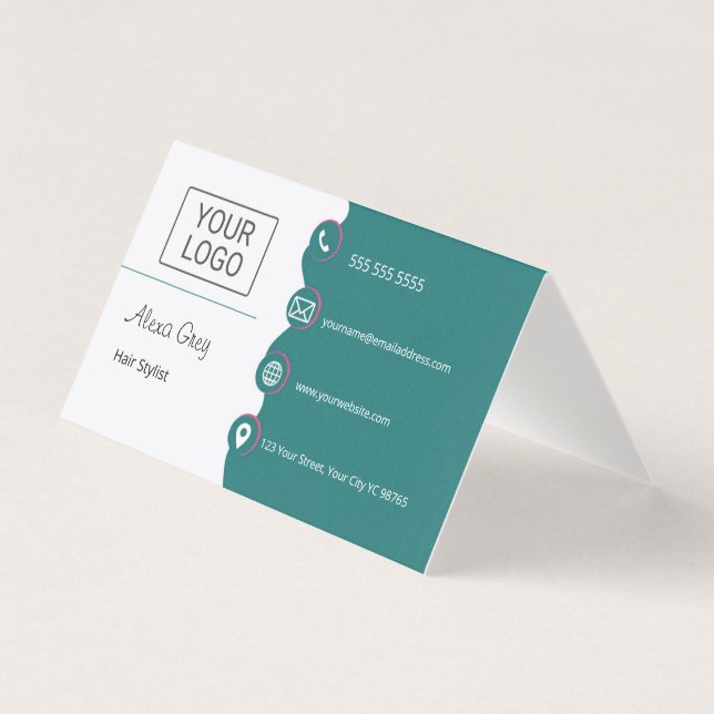 Minimal Elegant Green Pink Hair Stylist  (Frente)