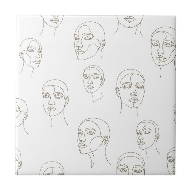 Minimal Female Face Line Pattern (3) (Frente)