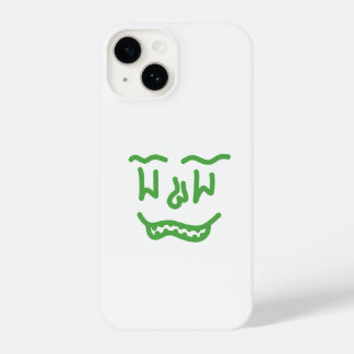 Minimal Green Doodle Face iPhone Case – Modern Art
