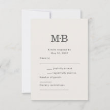 Minimal Modern Elopement Wedding RSVP Card