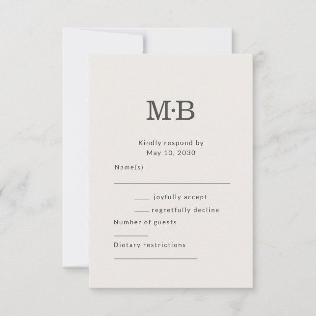 Minimal Modern Elopement Wedding RSVP Card (Frente)