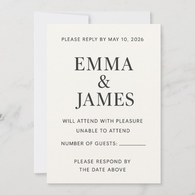 Minimal Modern Ivory RSVP Card (Frente)