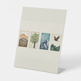 Minimal Nature Set – Mountain & Tree Art