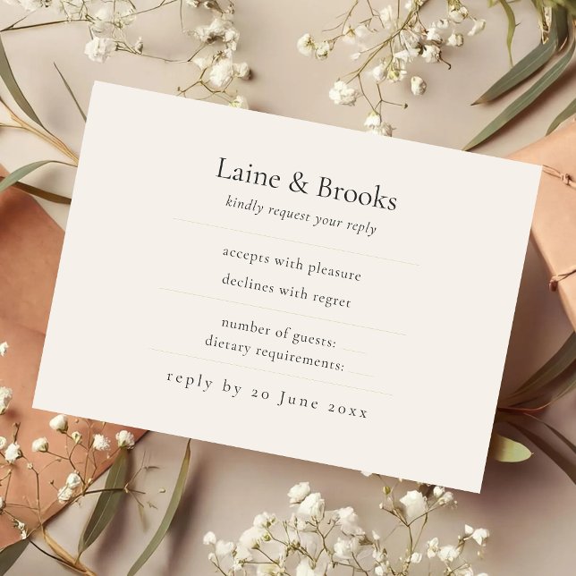 Minimal RSVP Card Elegant Simple Wedding (Criador carregado)