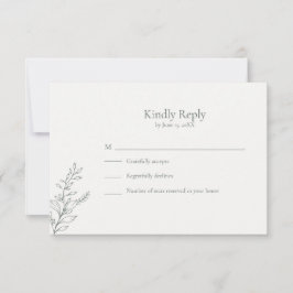 Minimal Sage Green Botanical RSVP Card