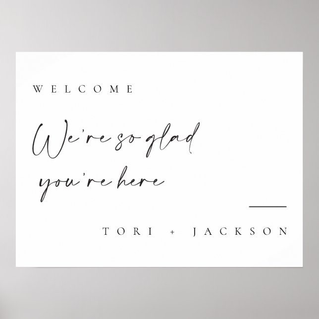Minimal Welcome Sign Name Wedding Poster board (Frente)