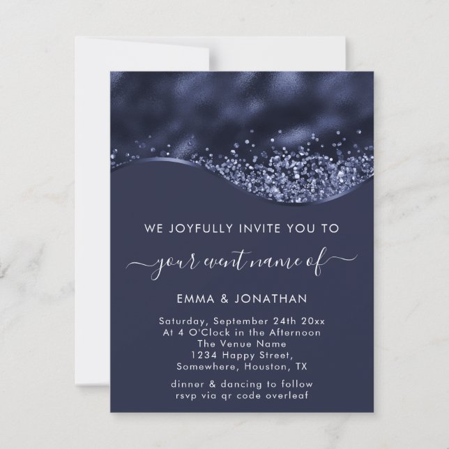 Minimalismo do Código QR da Fronteira de Cinza Azu (Frente)