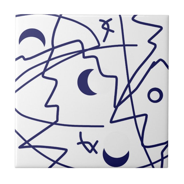 Minimalismo dos Círculos de Linha Branca Azul abst (Frente)