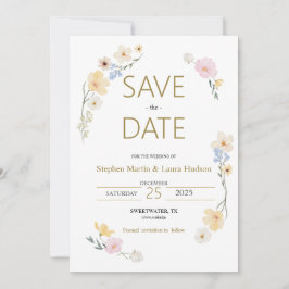 Minimalismo e flores Salvar o Convite de Data