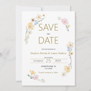 Minimalismo e flores Salvar o Convite de Data