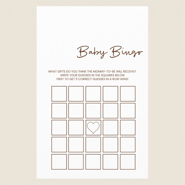 Minimalist Baby Gift Bingo Game Flyer (Criador carregado)