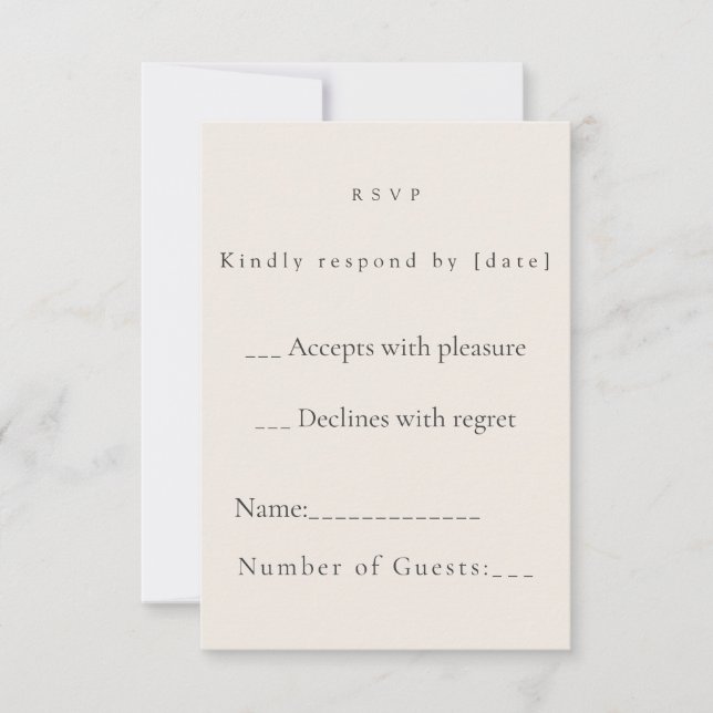 Minimalist Beige Weddding RSVP Card (Frente)