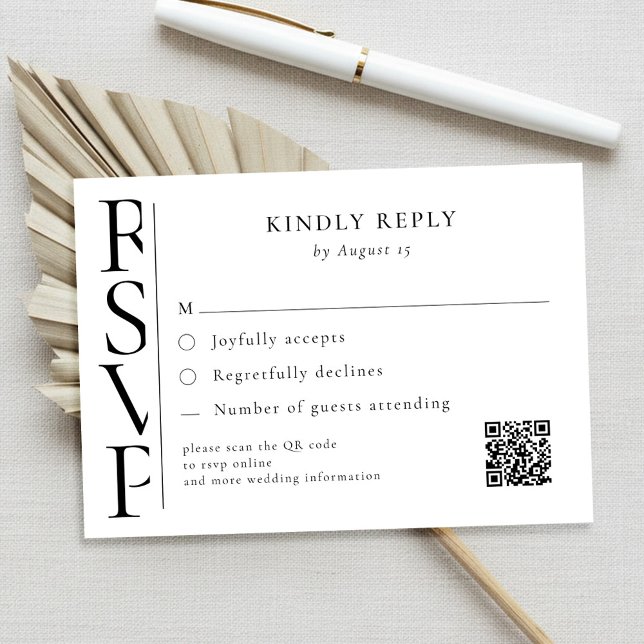 Minimalist Black and White Modern Wedding RSVP (Criador carregado)