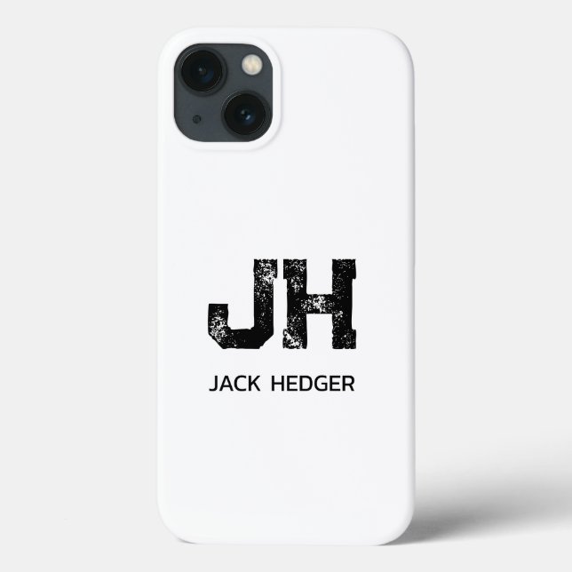 MINIMALIST BLACK TWO LETTER MONOGRAM NAME WHITE (Verso)