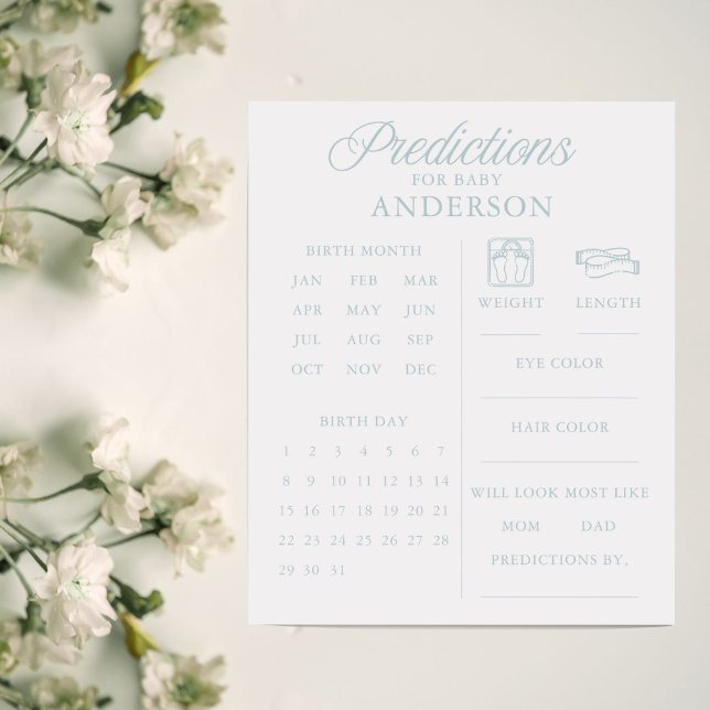 Minimalist Blue Boy Baby Shower Predictions Game (Criador carregado)