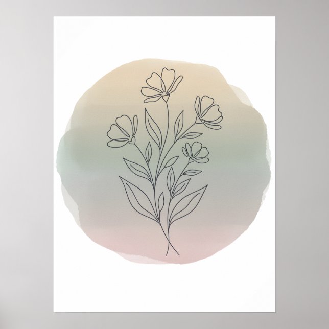 Minimalist Botanical Line Art Poster (Frente)
