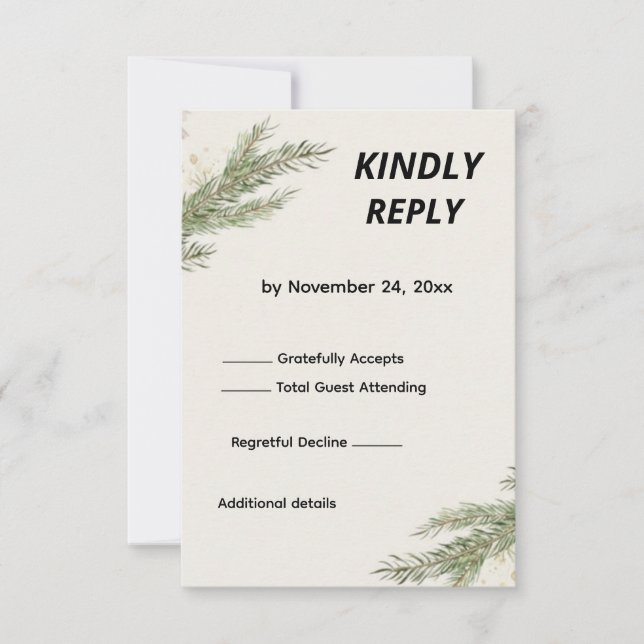 Minimalist Botanical Wedding RSVP Card (Frente)