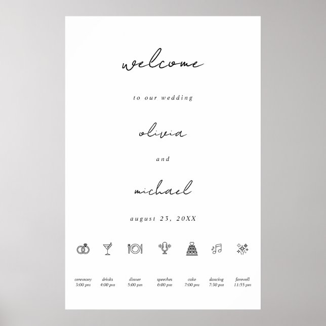 Minimalist Calligraphy Wedding Welcome Poster (Frente)