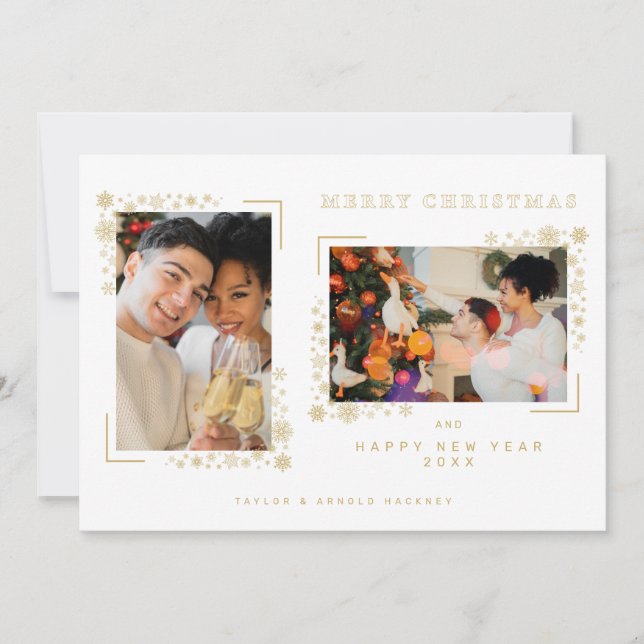 Minimalist Christmas Snowflakes 2 Photos Frame (Frente)