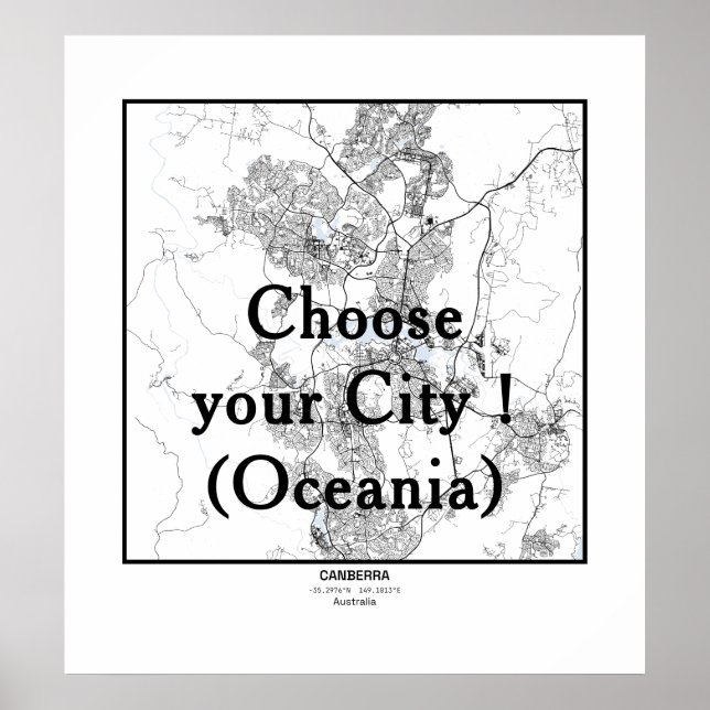 Minimalist City Maps Poster Line Art OCEANIA (Frente)