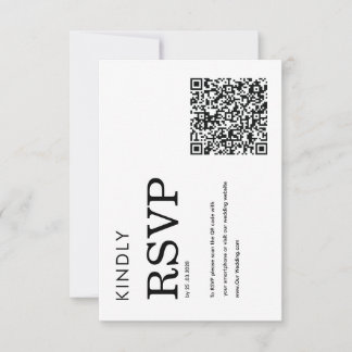 minimalist classic QR black and white RSVP card