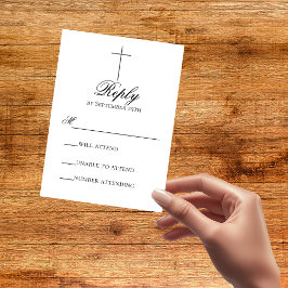 Minimalist Cross Wedding Christian RSVP Card