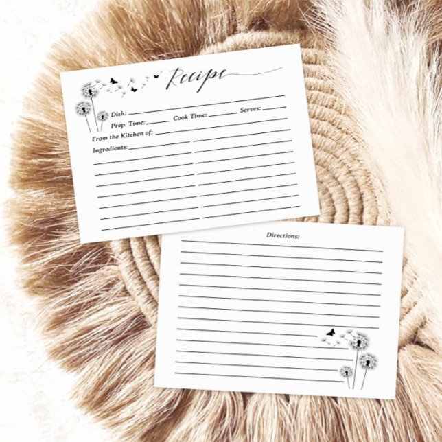 Minimalist Dandelion Flowers Recipe Card (Criador carregado)