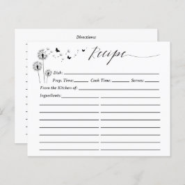 Minimalist Dandelion Flowers Recipe Card