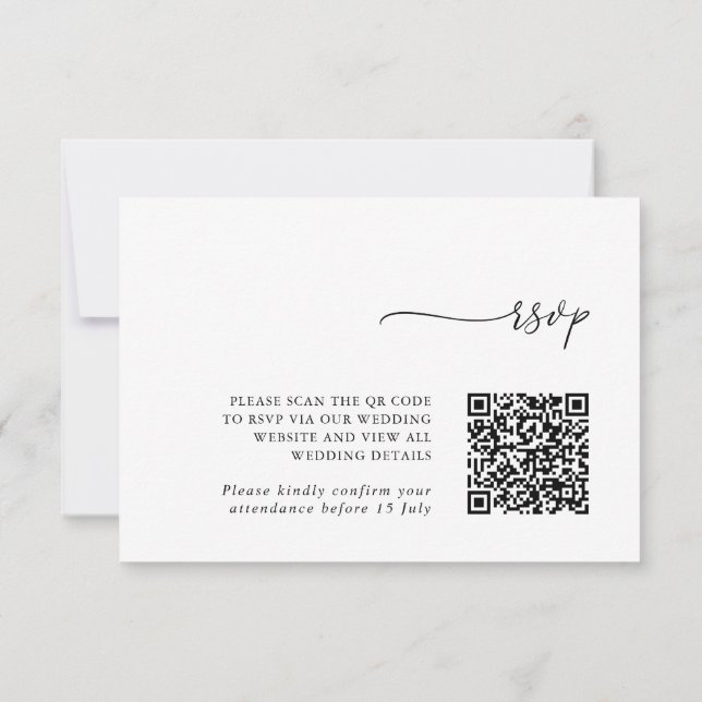 Minimalist Details & QR Code Wedding RSVP Card (Verso)