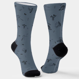 Minimalist Dino Crew Socks for Adults - Slate Blue