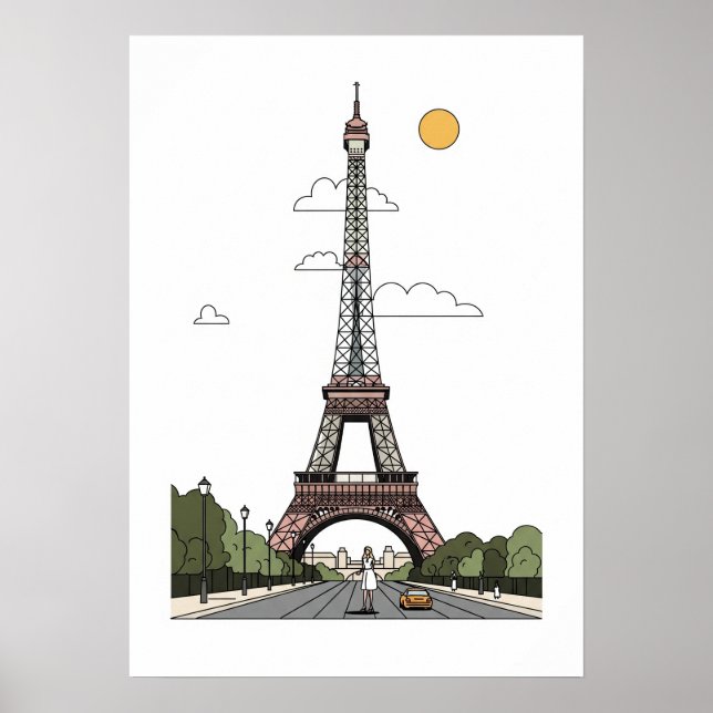Minimalist Eiffel Tower Paris Poster (Frente)