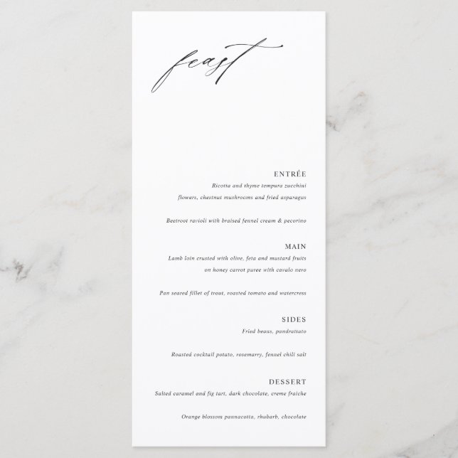 Minimalist Elegant Wedding Menu Card (Frente)