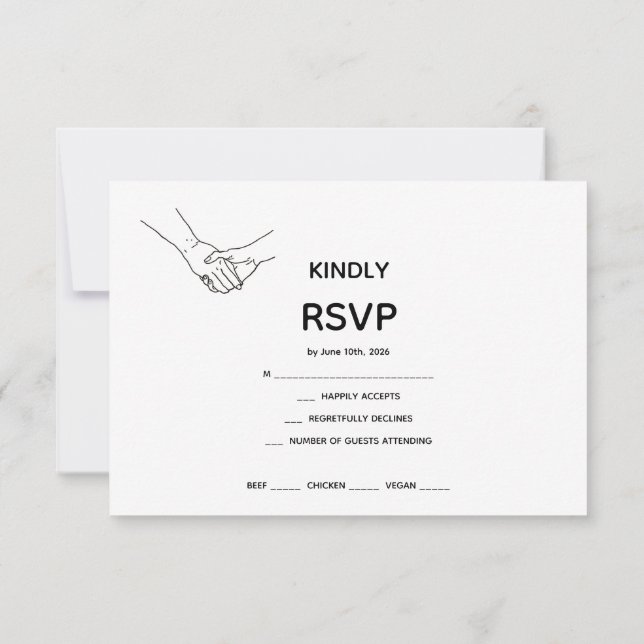 Minimalist Eternal Bond Line Art Wedding RSVP Card (Verso)