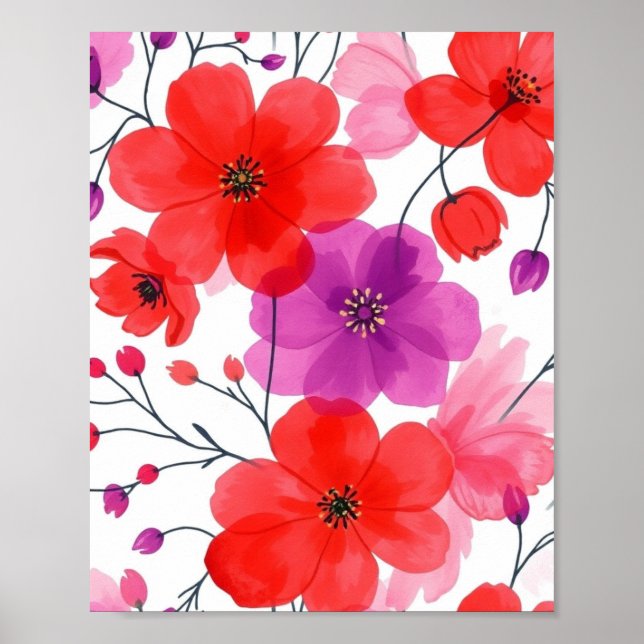 Minimalist Floral Line Art Wall Poster (Frente)