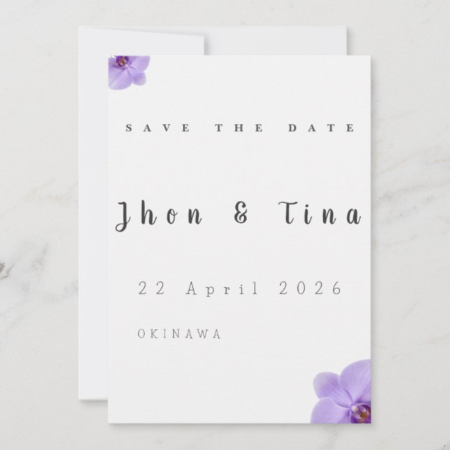 Minimalist Floral Save the Date Wedding Card (Frente)