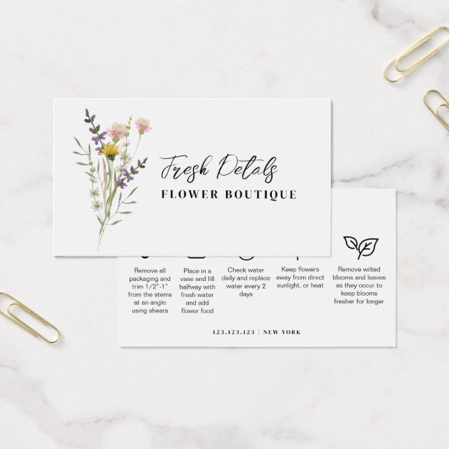 Minimalist Flowers Care Florist Card (Escritótio)