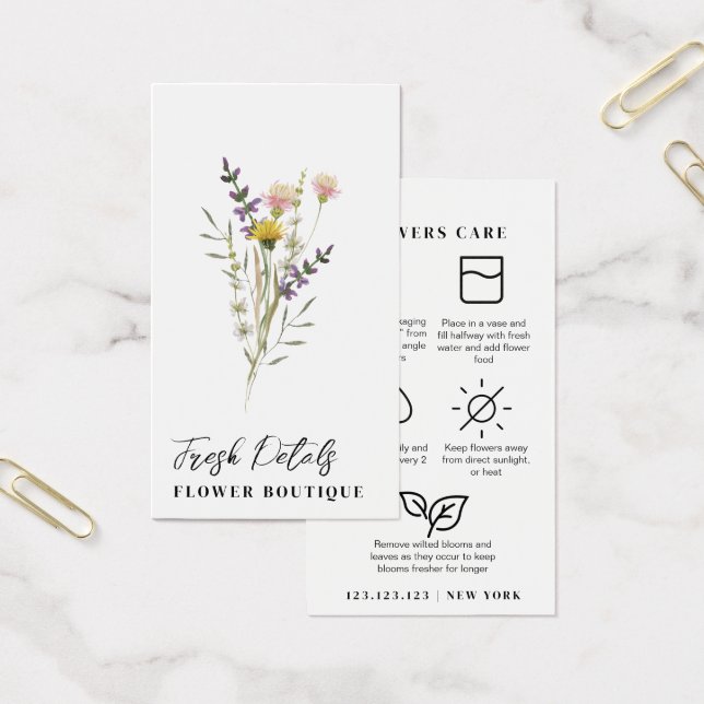 Minimalist Flowers Care Florist Card (Escritótio)