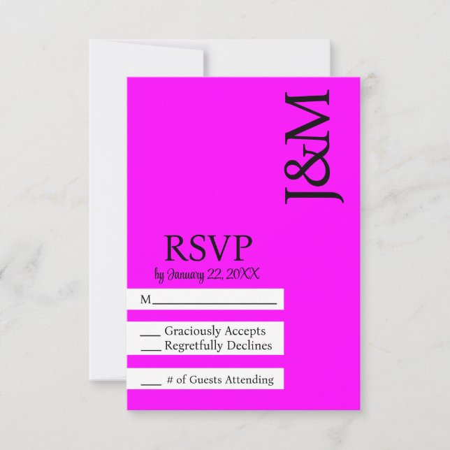 Minimalist Fuschia Magenta RSVP card (Frente)