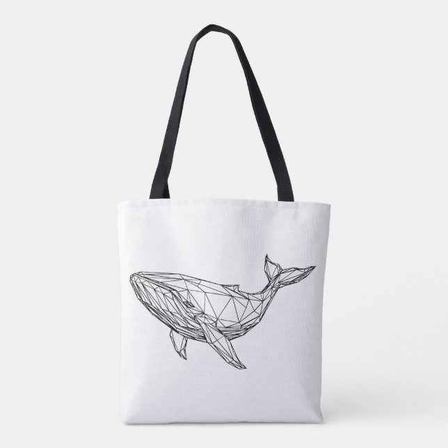 Minimalist Geometric Whale Tote Bag (Verso)