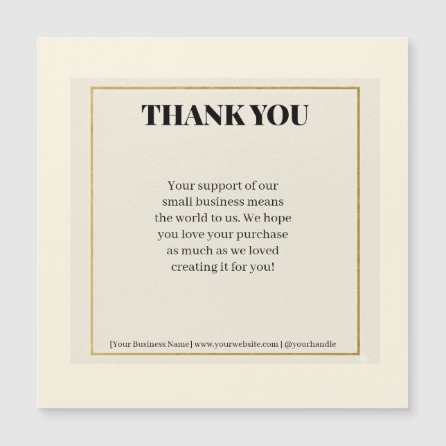Minimalist Gold Border Luxury Business Thank You P (Frente)