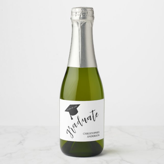 Minimalist Grad Cap Black & White Graduation (Frente)