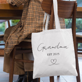 Minimalist Grandma EST Year | Custom Tote Bag
