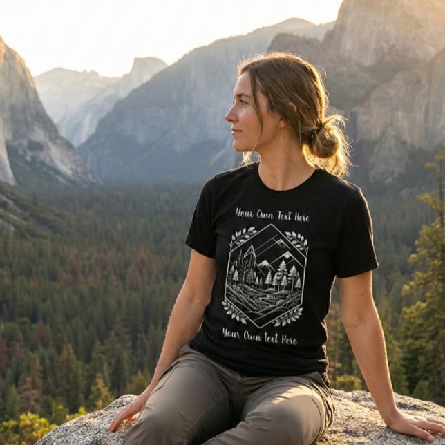 Minimalist Hiker Mountain Crest Your Text Design (Minimalist Hiker Mountain Crest. Enjoy the view! Add Your Text for a truly unique outdoor tee.)