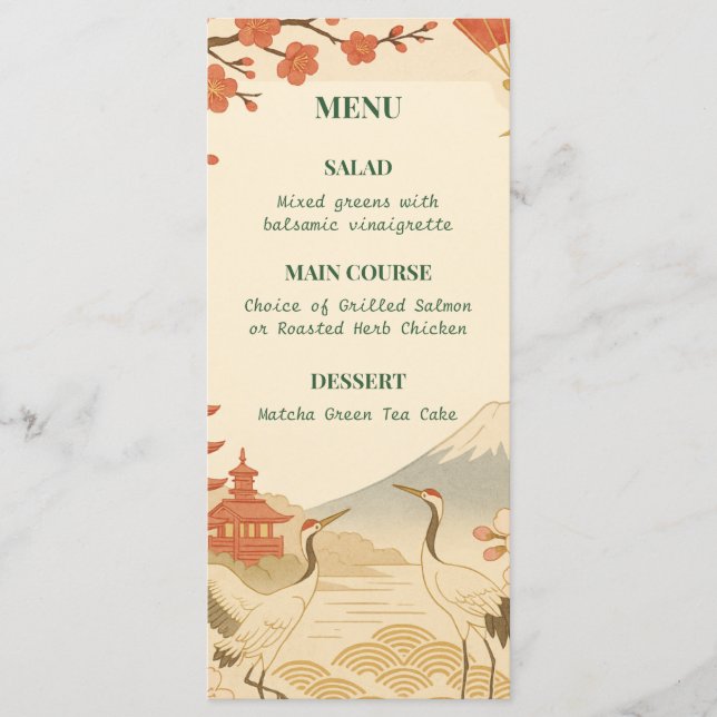 Minimalist Japanese Cherry Blossom Wedding Menu (Frente)