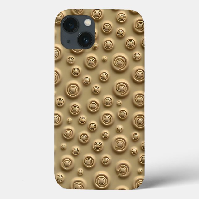 Minimalist Khaki iPhone Case with Spiral Texture (Verso)